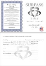 Surpass Si02 Ceramic Coating Warranty Card (PACK 10)